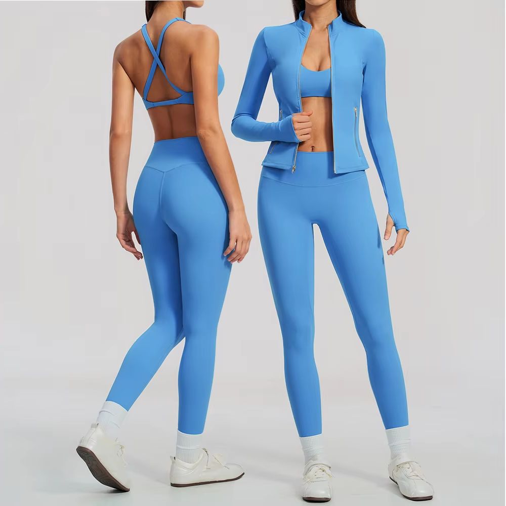 Women 2/3Pcs Yoga Set Zip Up T - Crossfit Equipment review and price