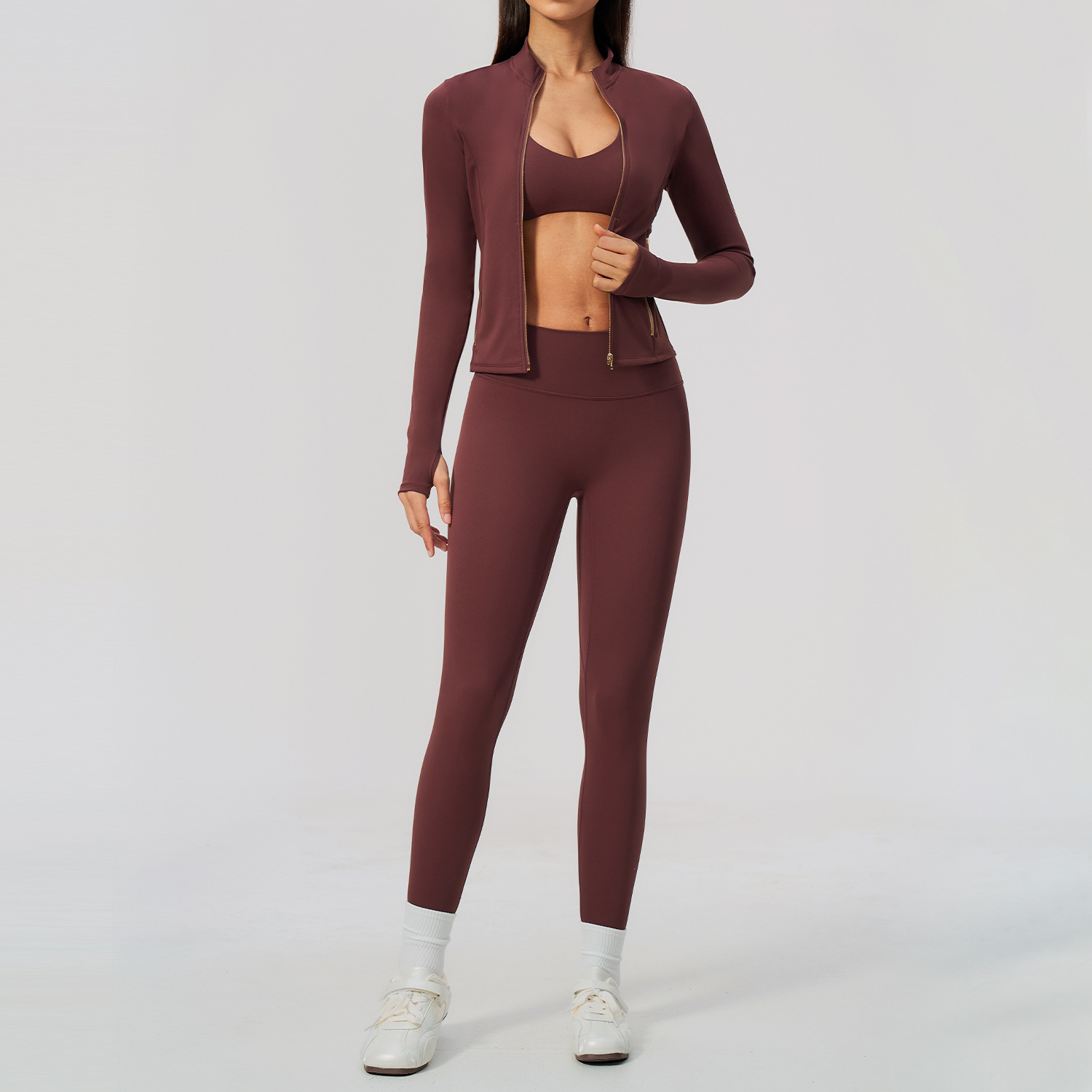 Women 2/3Pcs Yoga Set Zip Up T - Crossfit Equipment review and price