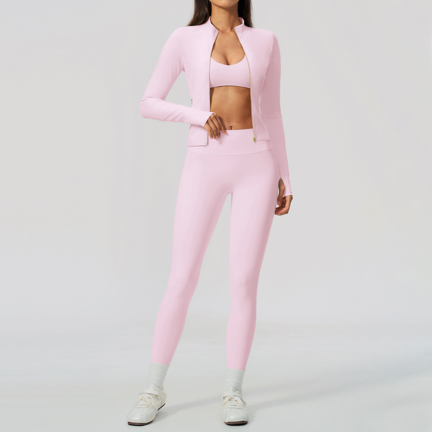 Women 2/3Pcs Yoga Set Zip Up T - Crossfit Equipment review and price