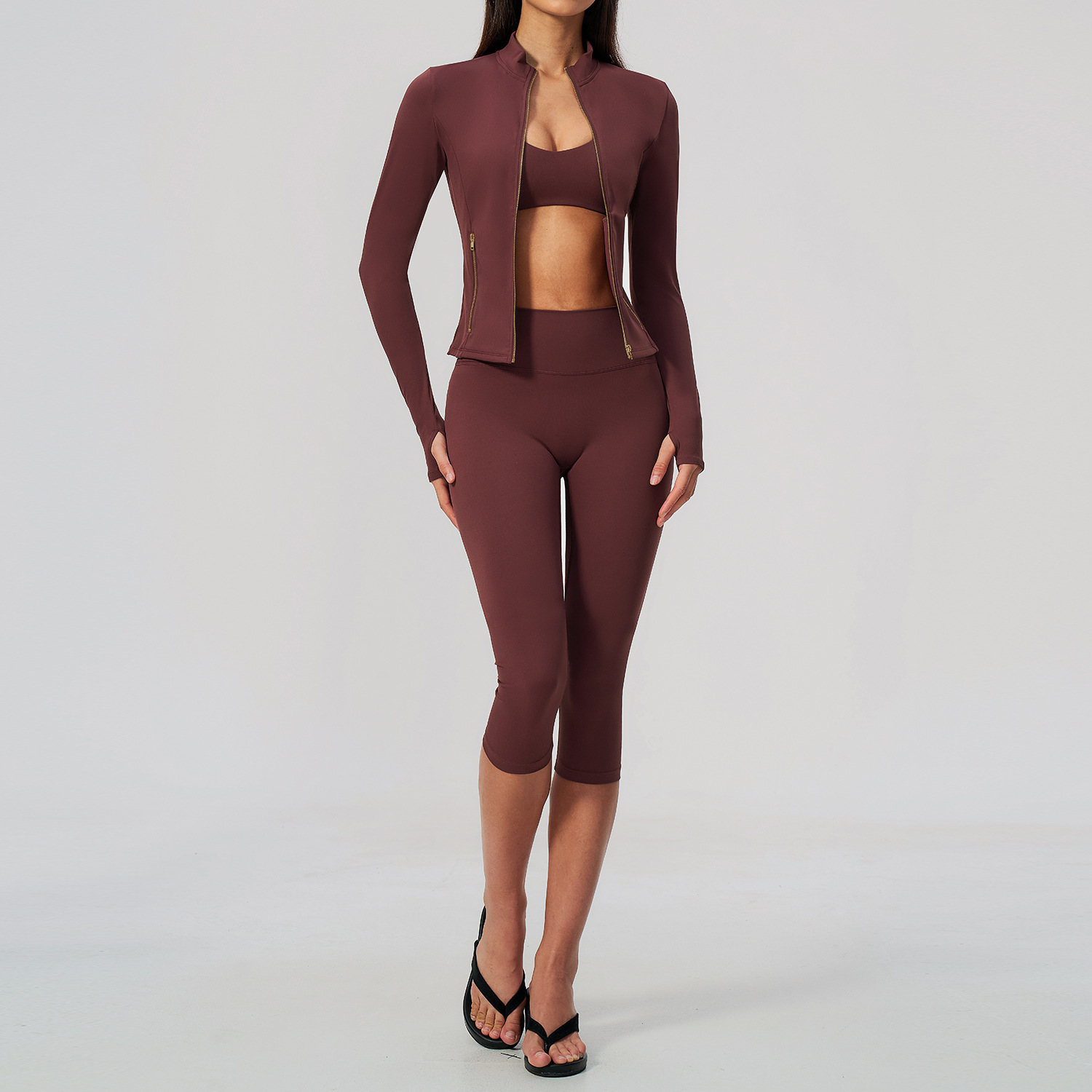 Women 2/3Pcs Yoga Set Zip Up T - Crossfit Equipment review and price